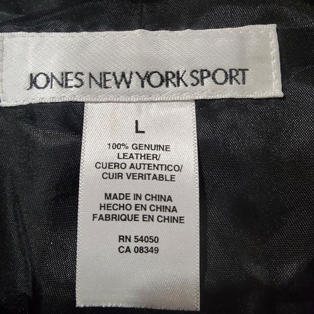 Jones Sport Black Suede Leather Jacket Womens Large Y2K New Bomber Classic - Picture 2 of 16